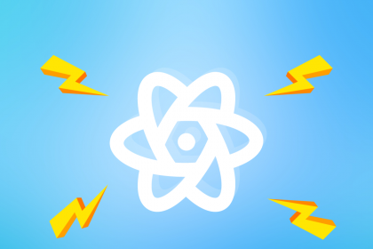 React Logo with Lightning Symbols Around It